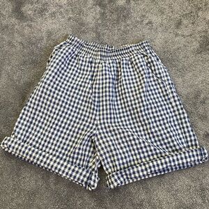 Vintage gingham cotton shorts high waisted